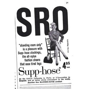 SRO Supp Hose Stocking pantyhose Advertisement 1950s Vintage Print Ad